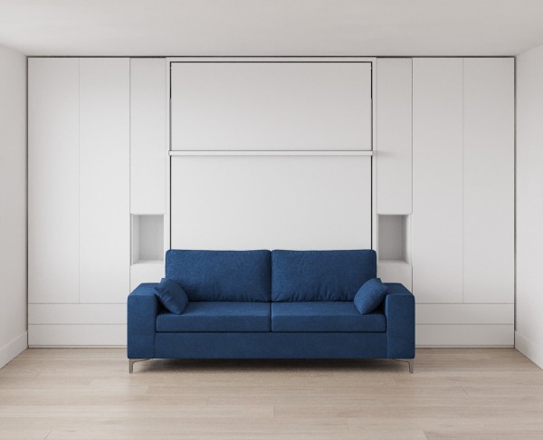 Royal Queen Wall Bed with Sectional Sofa, Wardrobes and Bookcase