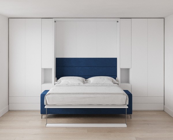 Royal Queen Wall Bed with Sectional Sofa Wardrobe and Bookcase Set 133