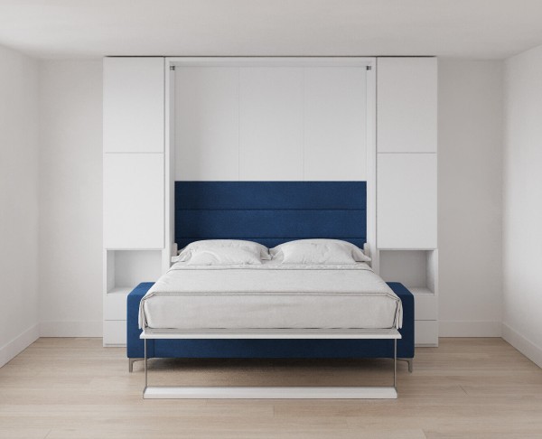 Royal Queen Wall Bed with Sectional Sofa Wardrobe and Bookcase Set 137