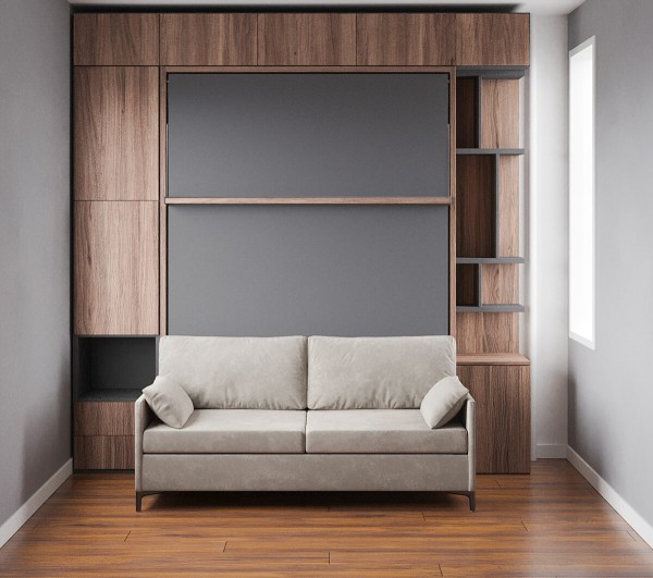 Royal Queen Wall Bed with Sectional Sofa Wardrobe and Bookcase Set 162