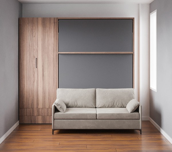 Royal Queen Wall Bed with Sectional Sofa Wardrobe and Bookcase Set 164