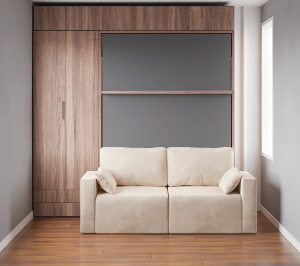 Royal Queen Wall Bed with Sectional Sofa Wardrobe and Bookcase Set 165