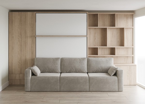 Royal Queen Wall Bed with Sectional Sofa Wardrobe and Bookcase Set 179