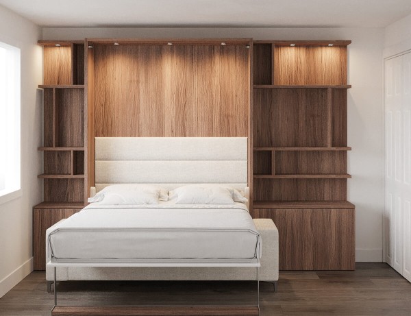 Royal Queen Wall Bed with Sectional Sofa Wardrobe and Bookcase Set 192