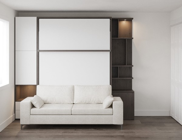 Royal Queen Wall Bed with Sectional Sofa Wardrobe and Bookcase Set 194