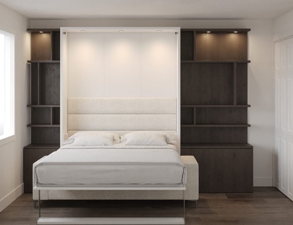 Royal Queen Wall Bed with Sectional Sofa Wardrobe and Bookcase Set 198