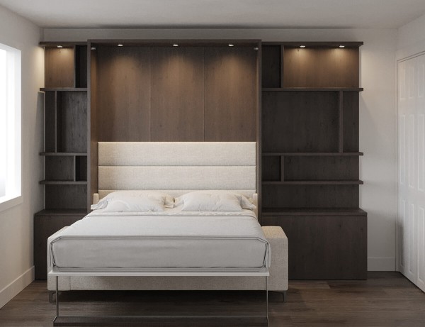 Royal Queen Wall Bed with Sectional Sofa Wardrobe and Bookcase Set 200