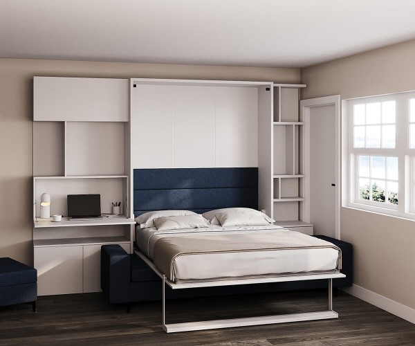 Royal Queen Wall Bed with Sectional Sofa Wardrobe and Bookcase Set 204