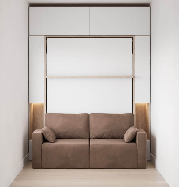 ROYAL Queen Wall Bed with Sectional Sofa, Wardrobe and Bookcase