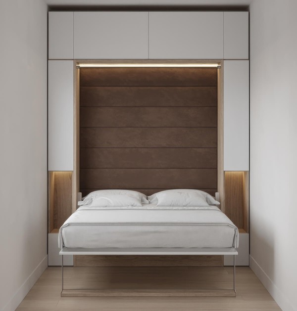 Royal Queen Wall Bed with Sectional Sofa Wardrobe and Bookcase Set 71