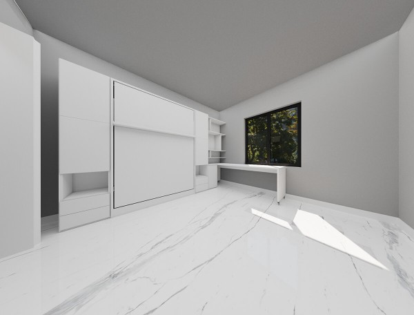 Royal Queen Wall Bed with Sectional Sofa Wardrobe and Bookcase Set 87