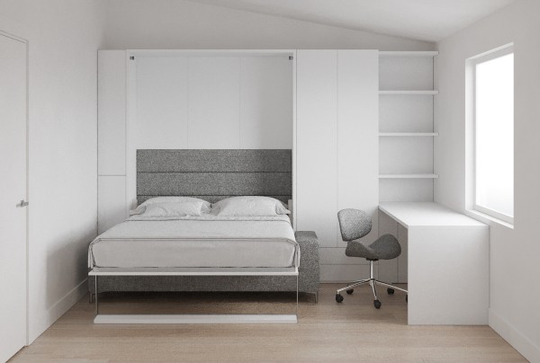 Royal Queen Wall Bed with Sectional Sofa Wardrobes Bookcase and Table 1