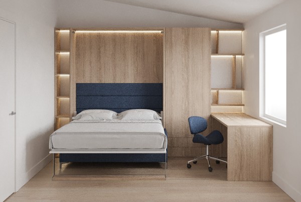 Royal Queen Wall Bed with Sectional Sofa Wardrobes Bookcase and Table 8