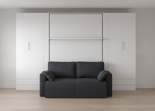 Royal Queen Wall Bed with Sectional Sofa and Bookcase Set 6