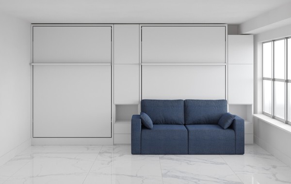 Royal Queen Wall Bed with Sectional Sofa and Convertible Wardrobes 11