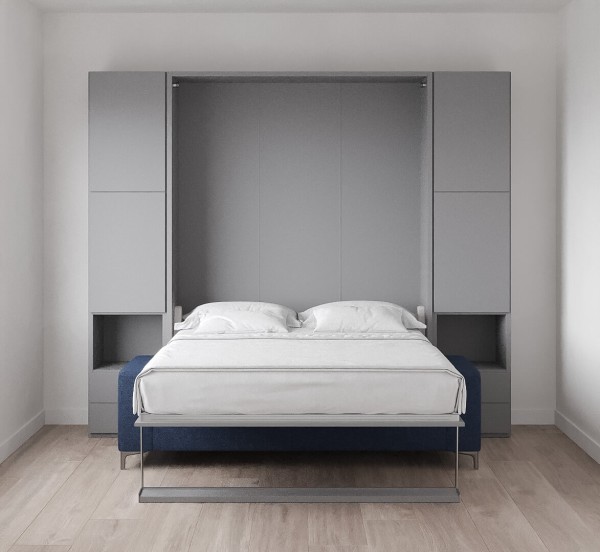 Royal Queen Wall Bed with Sectional Sofa and Convertible Wardrobes 15