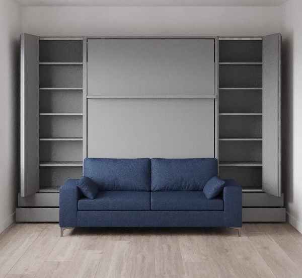 Royal Queen Wall Bed with Sectional Sofa and Convertible Wardrobes 19