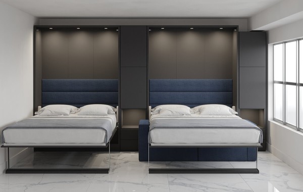 Royal Queen Wall Bed with Sectional Sofa and Convertible Wardrobes 5