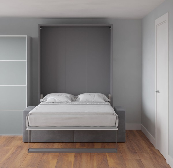 Royal Queen Wall Bed with Wardrobe Bookcases and Sectional Sofa 27