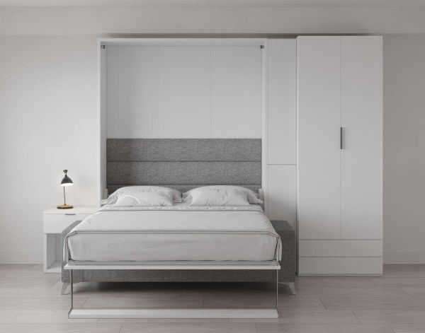 Royal Queen Wall Bed with Wardrobe and Sectional Sofa 24