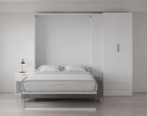 Royal Queen Wall Bed with Wardrobe and Sectional Sofa 26