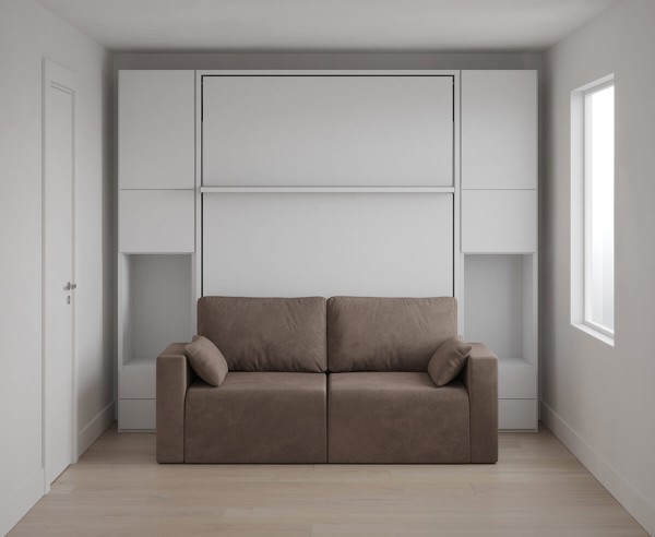 Royal Queen Wall Bed with Wardrobe and Sectional Sofa 7