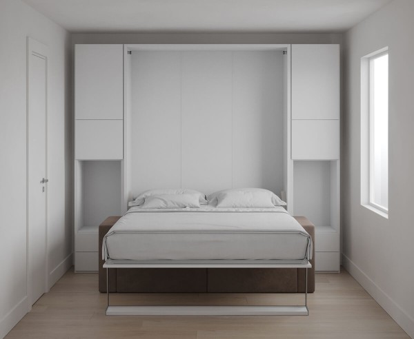 Royal Queen Wall Bed with Wardrobe and Sectional Sofa 8