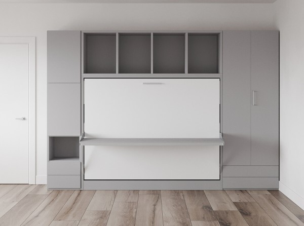 Spazio Full Size Wall Bed with Desk 5