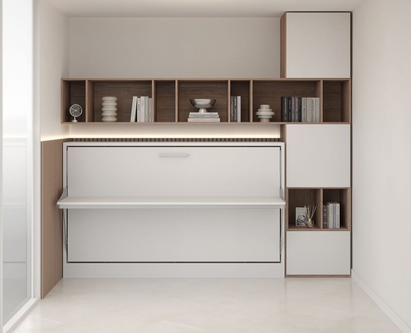 Spazio Twin Size Wall Bed with Desk 15