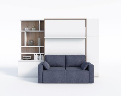 ROYAL Queen Wall Bed with Sectional Sofa and Bookcase Set