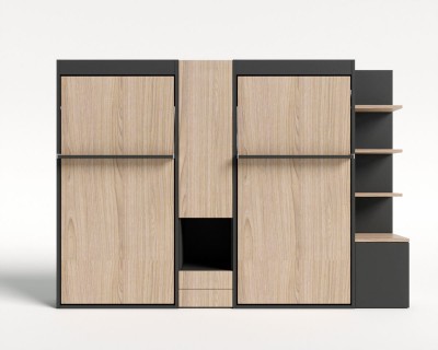 Royal Twin / Twin XL Wall Bed with Wardrobe