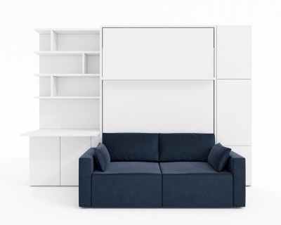 ROYAL Queen Wall Bed with Sectional Sofa and Bookcase Set