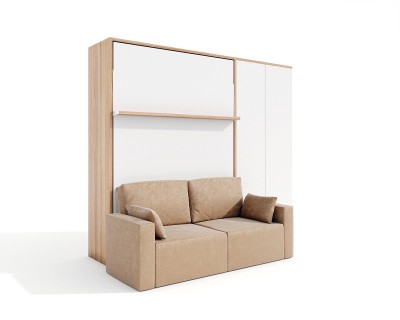 ROYAL Queen Wall Bed with Sectional Sofa and Bookcase Set