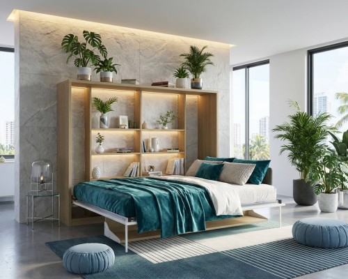 Spazio - Full Size Wall Bed with Desk - view 3