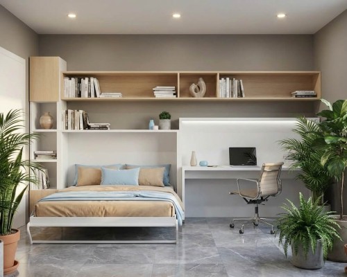 White Double Fold Queen Murphy Wall Bed