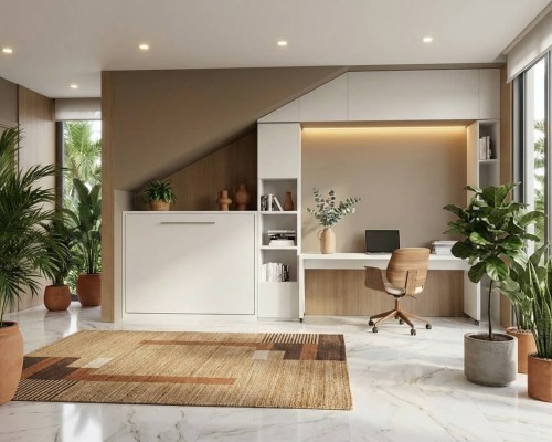 White Double Fold Queen Murphy Wall Bed