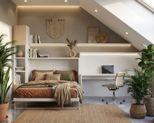 White Double Fold Queen Murphy Wall Bed