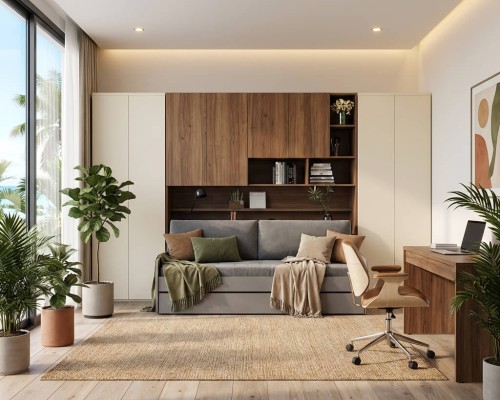 Eco Compact Twin/Twin XL Sofa Bed and Cabinets System