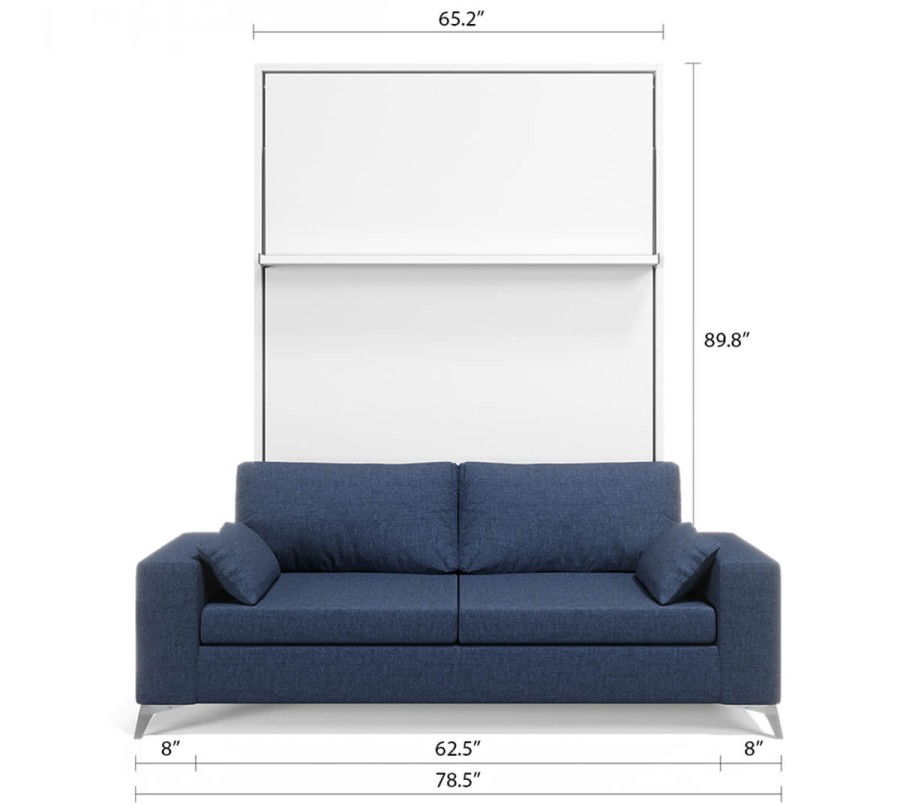 Royal White Queen Wall Bed and Sofa Set