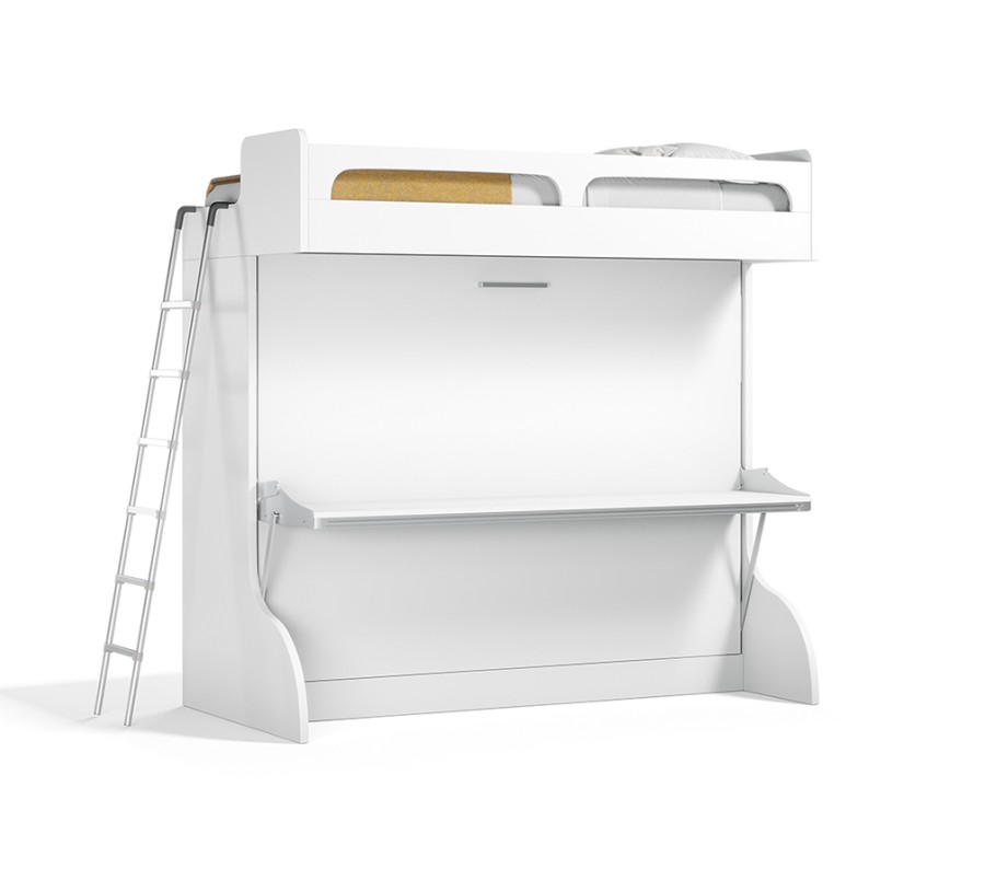 Castello Twin Over Full Wall Bunk Bed with Desk