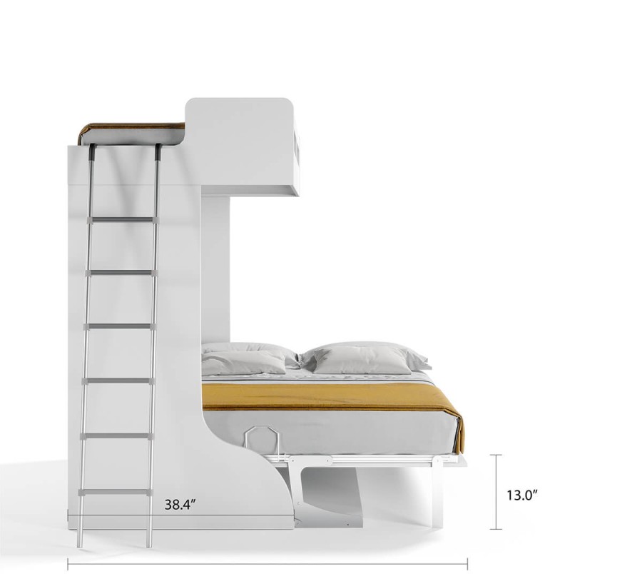 Castello Twin Over Full Wall Bunk Bed with Desk