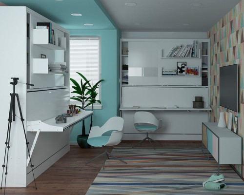 Parete Letto - Twin Wall Bed System with Desk