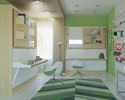 Parete Letto - Twin Wall Bed System with Desk