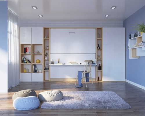 Pensiero Twin Wall Bunk Bed with Desk