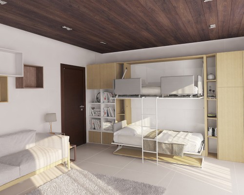 Pensiero Twin Wall Bunk Bed with Desk