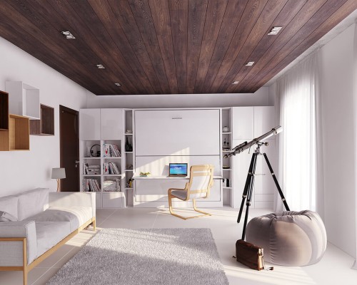 Pensiero Twin Wall Bunk Bed with Desk