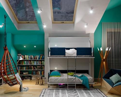 Pensiero Twin Wall Bunk Bed