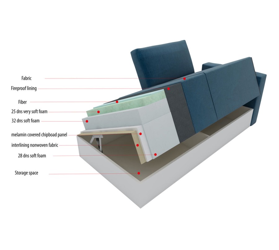 Royal Vertical Queen 2-Seat Storage Sofa