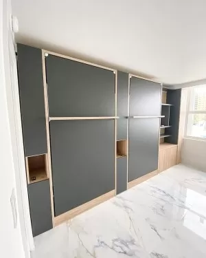 C - Royal Full / Full XL Wall Bed with Bookcase