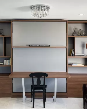 C - Royal Queen Wall Bed With Desk and Bookcase Set